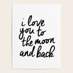 I Love You to the Moon and Back black-white kids room typography poster home wall decor canvas Poster Gallery Image 4