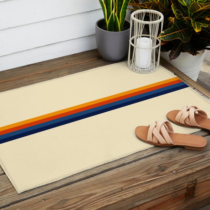 Retro Stripes Summer of Love Outdoor Rug Gallery Image 2