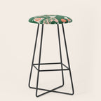 Festive Folk Art Forest Animals - Green and Red Stool Gallery Image 1