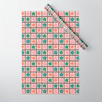 Retro Daisy Checkered Flowers Wrapping Paper Gallery Image 1