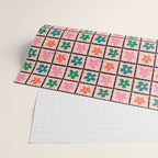 Retro Daisy Checkered Flowers Wrapping Paper Gallery Image 2