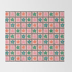 Retro Daisy Checkered Flowers Throw Blanket Gallery Image 2