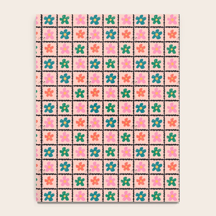 Retro Daisy Checkered Flowers Notebook Gallery Image 4