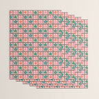 Retro Daisy Checkered Flowers Wrapping Paper Gallery Image 3