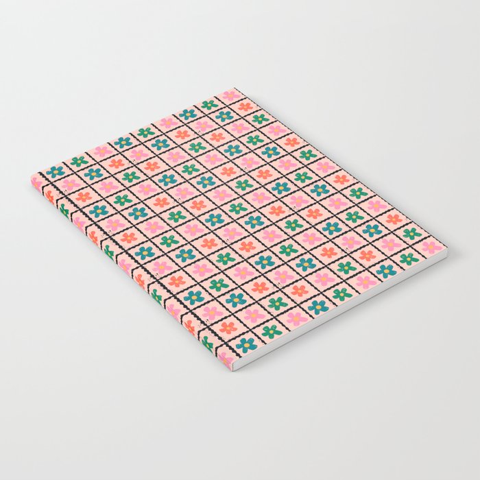 Retro Daisy Checkered Flowers Notebook Gallery Image 1