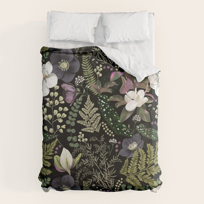 Dark Mystical Garden Botanical Pattern Duvet Cover Gallery Image 6