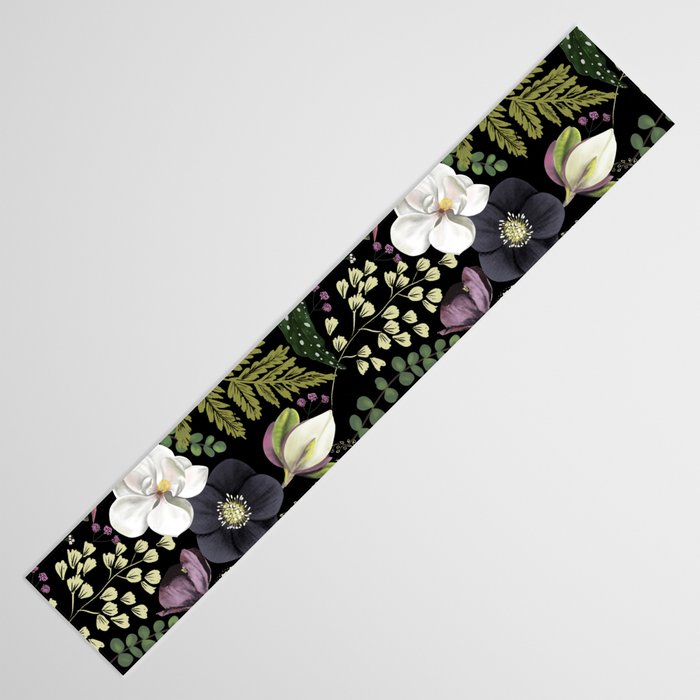 Dark Mystical Garden Botanical Pattern Table Runner Gallery Image 3