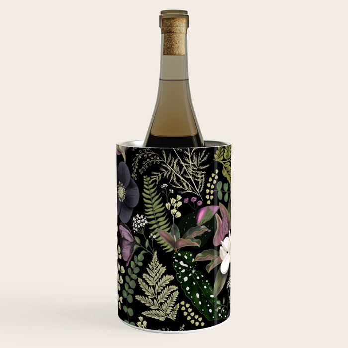 Dark Mystical Garden Botanical Pattern Wine Chiller Gallery Image 1
