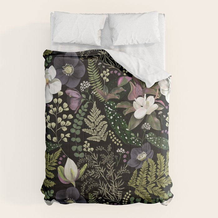 Dark Mystical Garden Botanical Pattern Comforter Gallery Image 6