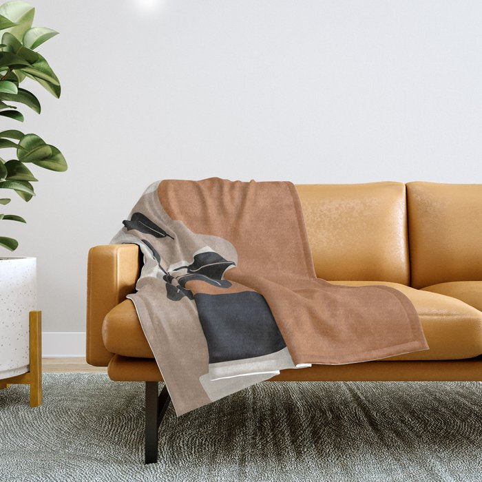 Modern Abstract Minimal Shapes Branches Art 7 Throw Blanket Gallery Image 1