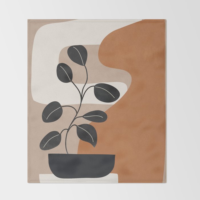 Modern Abstract Minimal Shapes Branches Art 7 Throw Blanket Gallery Image 2