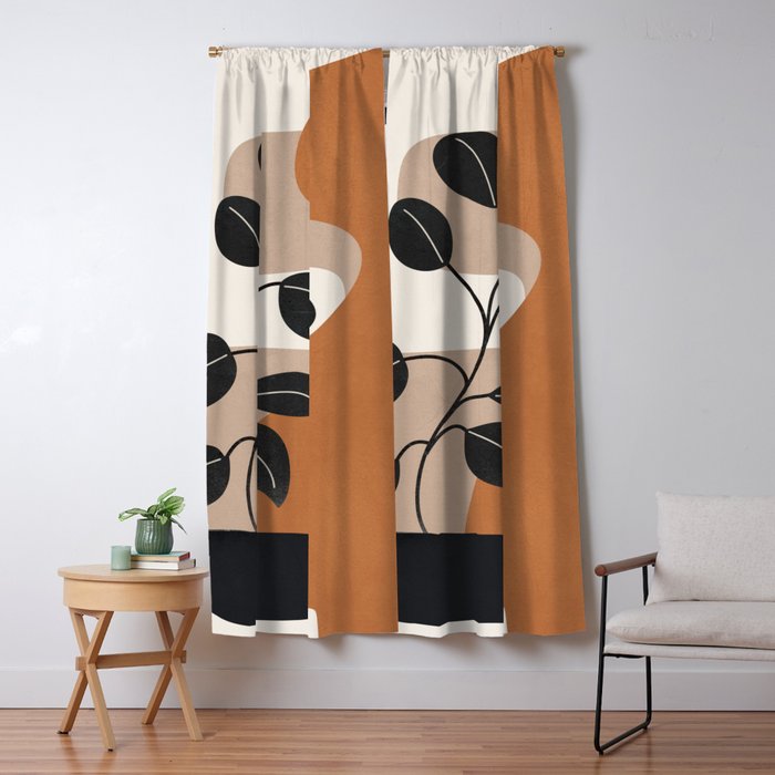 Modern Abstract Minimal Shapes Branches Art 7 Window Curtain Gallery Image 5