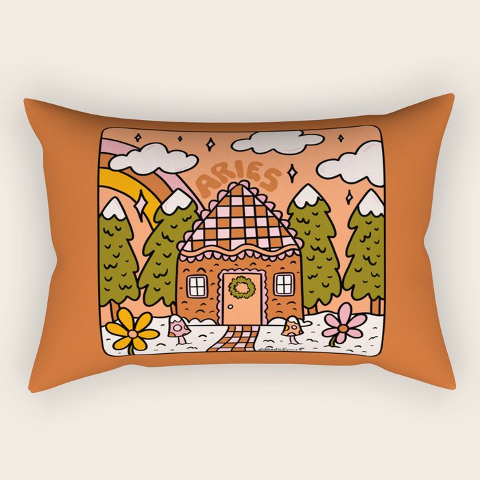 Aries Gingerbread House Rectangular Pillow Gallery Image 2