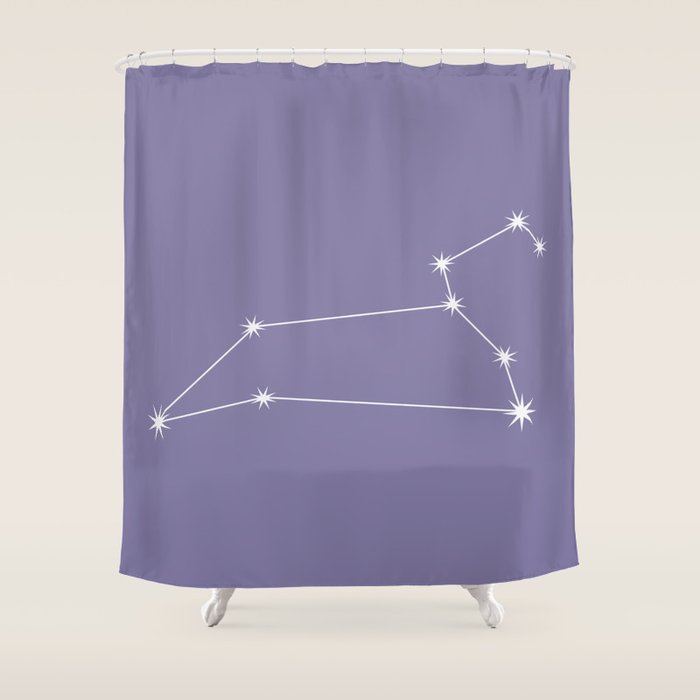 Leo Zodiac Star Constellation Line Art Lavender Purple Shower Curtain Gallery Image 1