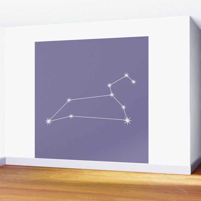 Leo Zodiac Star Constellation Line Art Lavender Purple Wall Mural Gallery Image 2