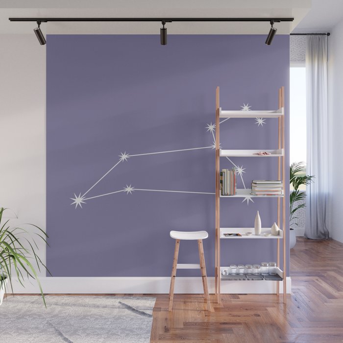 Leo Zodiac Star Constellation Line Art Lavender Purple Wall Mural Gallery Image 1