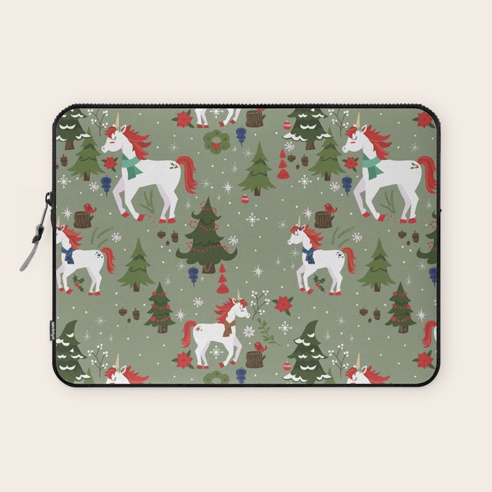 Christmas Winter Unicorn Pattern Laptop Sleeve Gallery Image 1