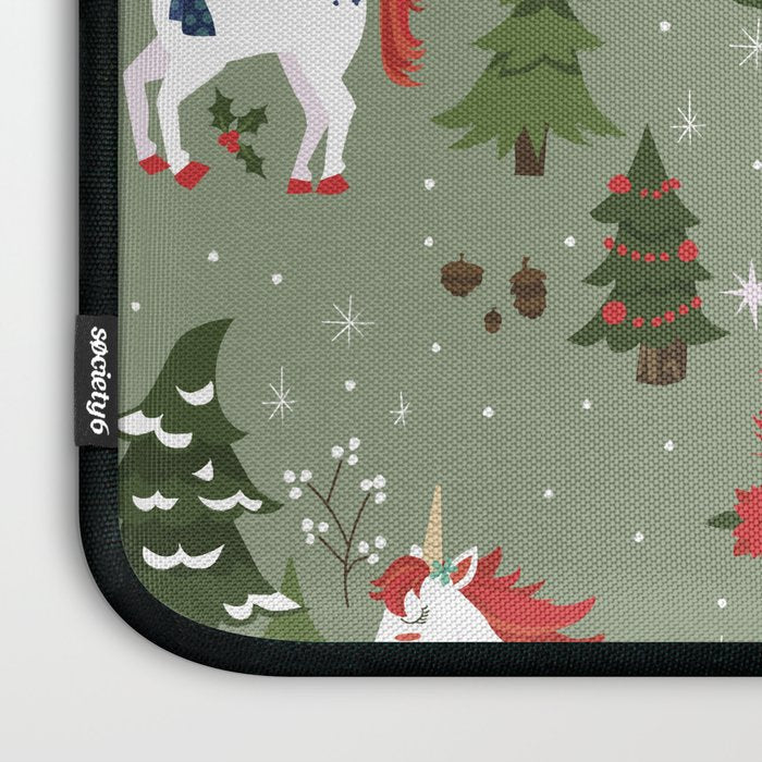 Christmas Winter Unicorn Pattern Laptop Sleeve Gallery Image 3