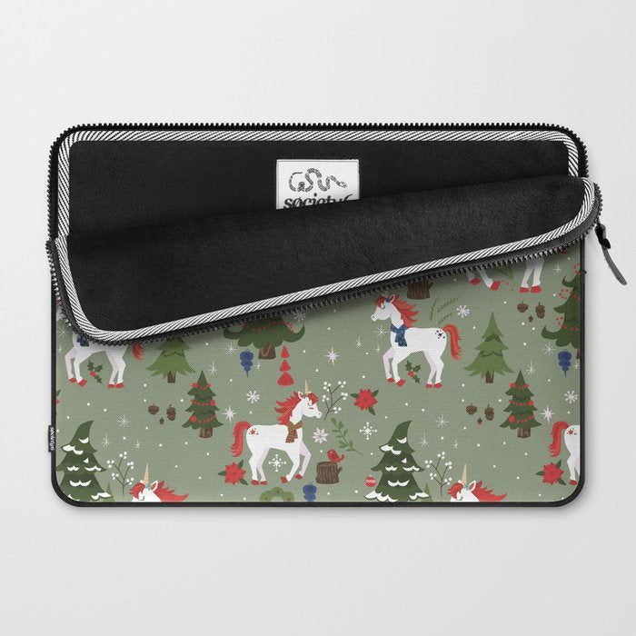 Christmas Winter Unicorn Pattern Laptop Sleeve Gallery Image 2