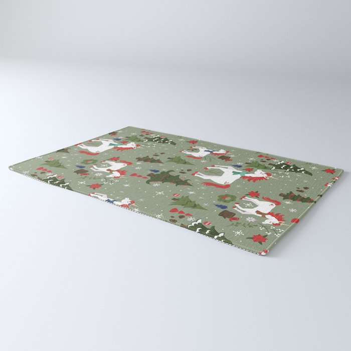 Christmas Winter Unicorn Pattern Rug Gallery Image 3