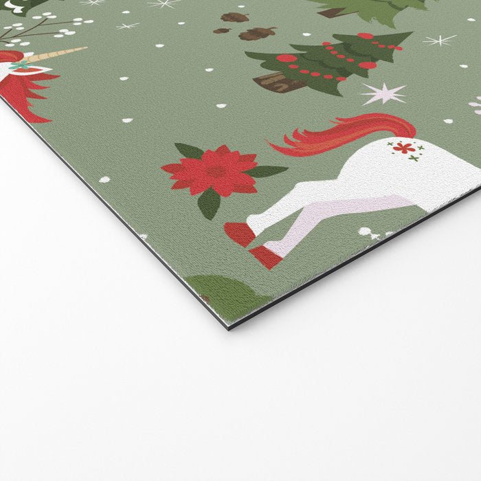 Christmas Winter Unicorn Pattern Welcome Mat Gallery Image 2