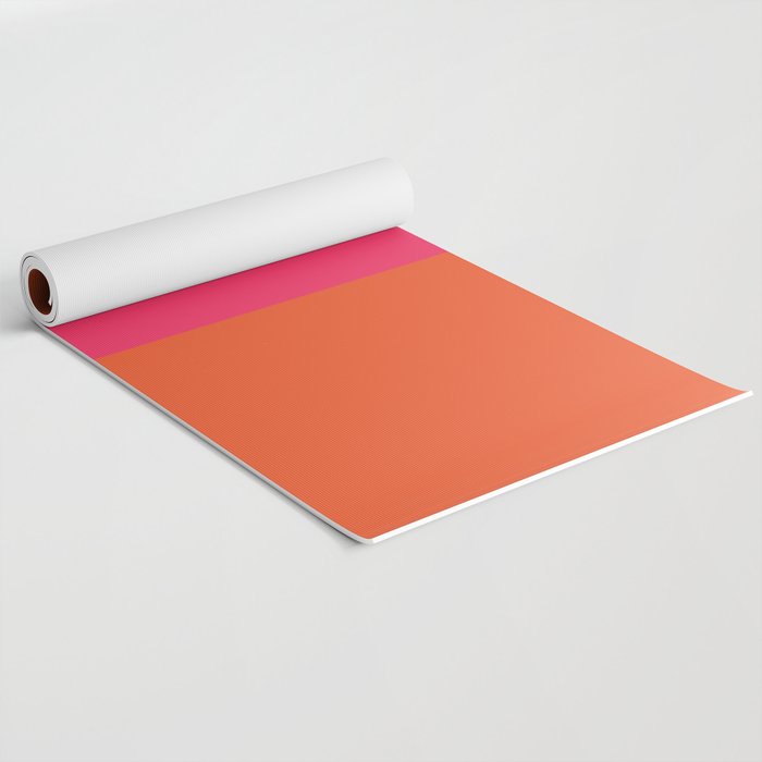 Single Stripe Hot Pink and Orange Maximalist Minimalist Pattern Yoga Mat Gallery Image 2