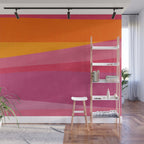 Pink Orange Bright Vibrant Modern Artwork Wall Mural Gallery Image 1