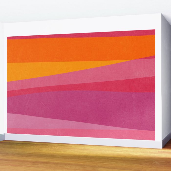 Pink Orange Bright Vibrant Modern Artwork Wall Mural Gallery Image 2