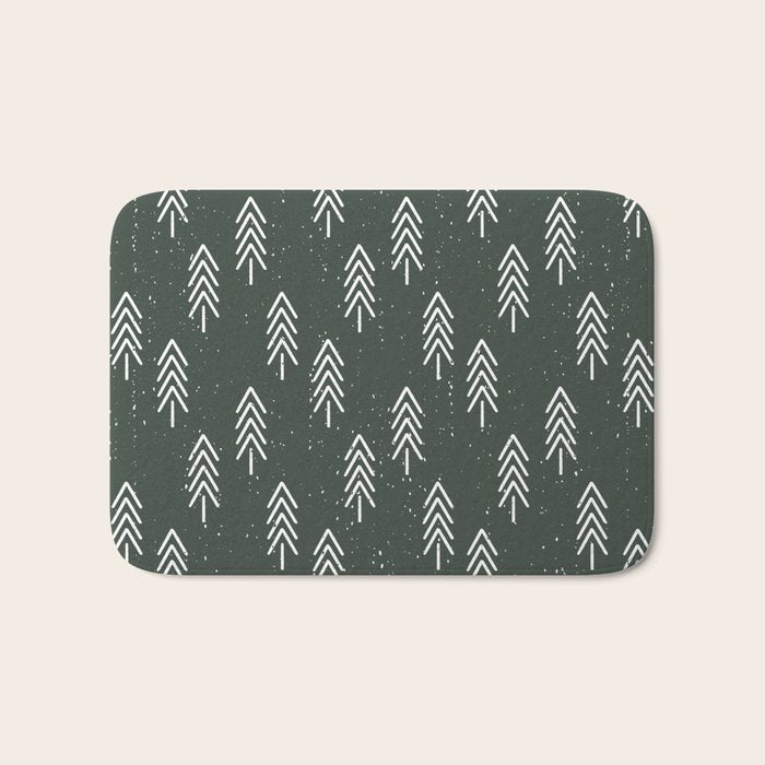 Pine Trees . Olive Bath Mat Gallery Image 1