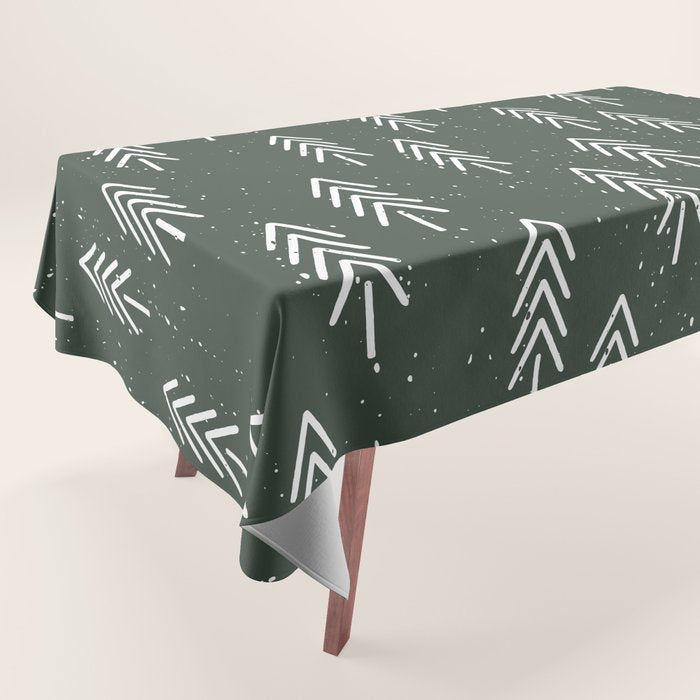 Pine Trees . Olive Tablecloth Gallery Image 1