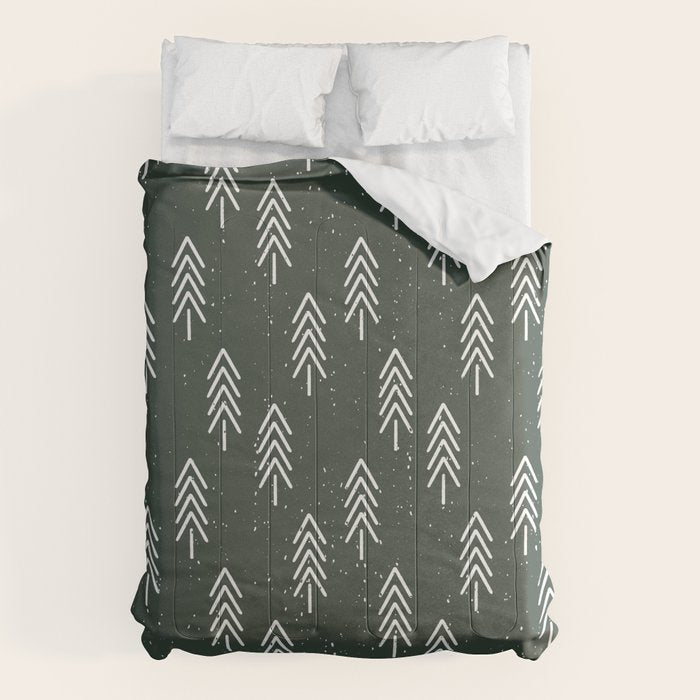 Pine Trees . Olive Comforter Gallery Image 1