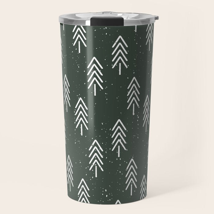 Pine Trees . Olive Travel Mug Gallery Image 1