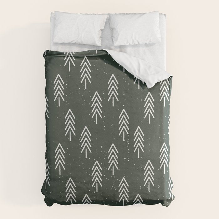 Pine Trees . Olive Duvet Cover Gallery Image 1