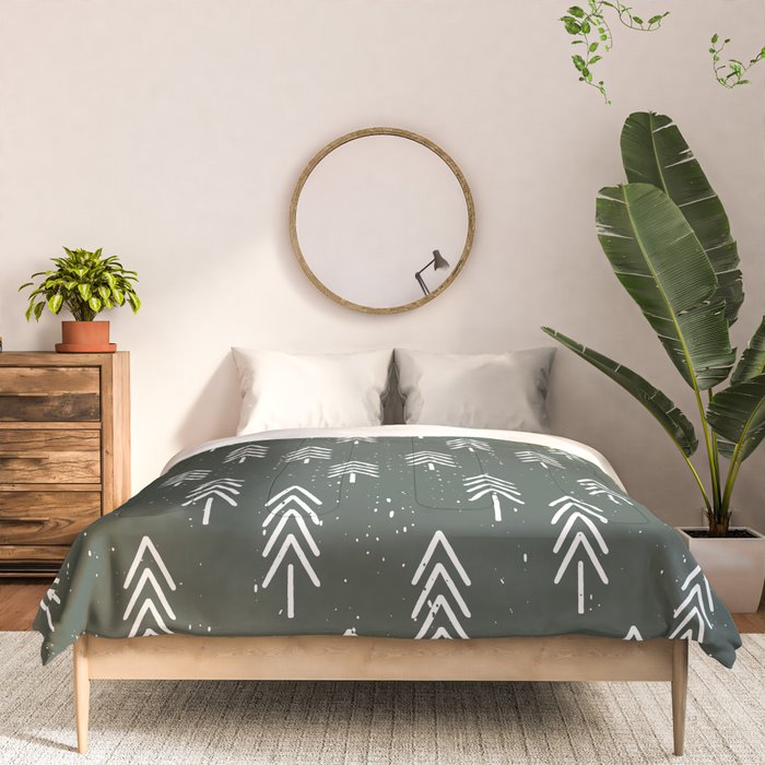 Pine Trees . Olive Comforter Gallery Image 3