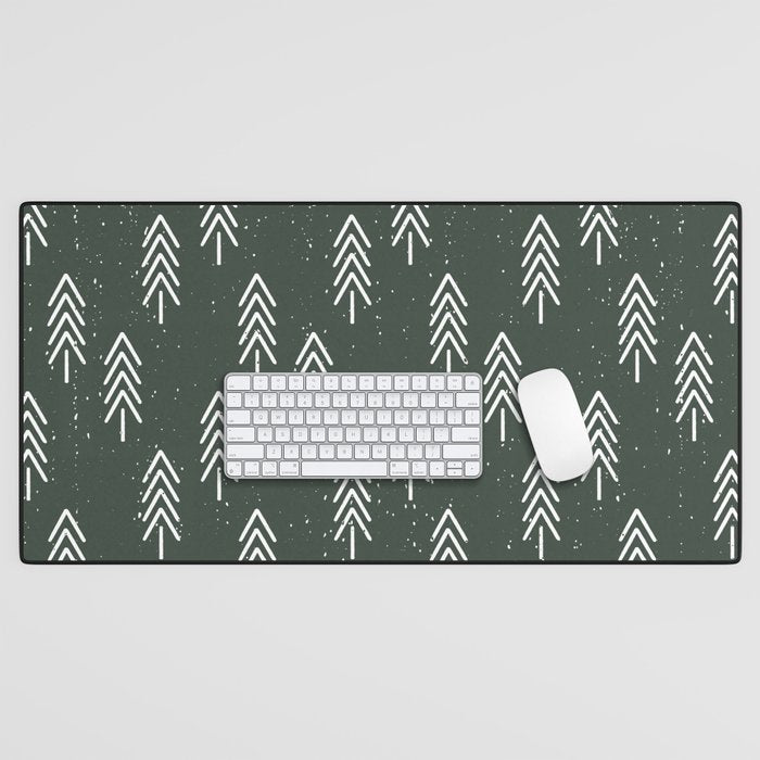 Pine Trees . Olive Desk Mat Gallery Image 1