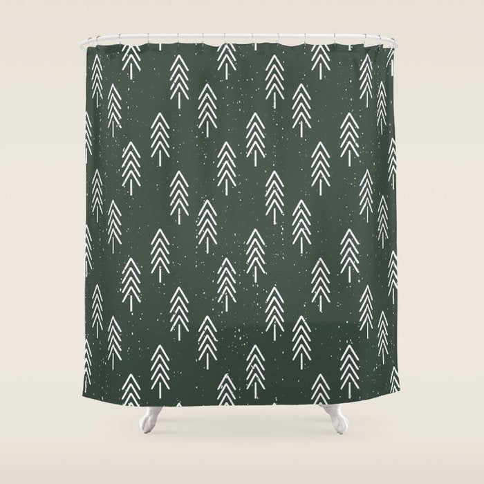Pine Trees . Olive Shower Curtain Gallery Image 1