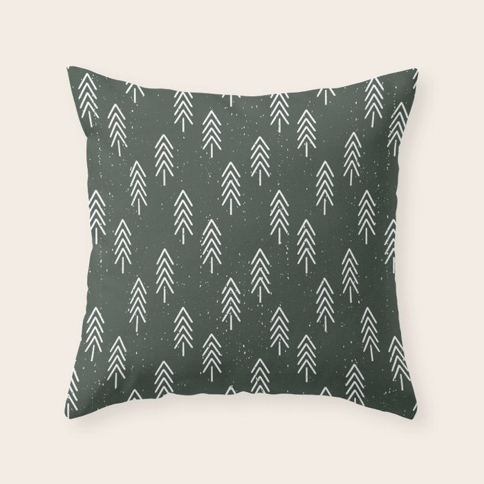 Pine Trees . Olive Throw Pillow Gallery Image 6