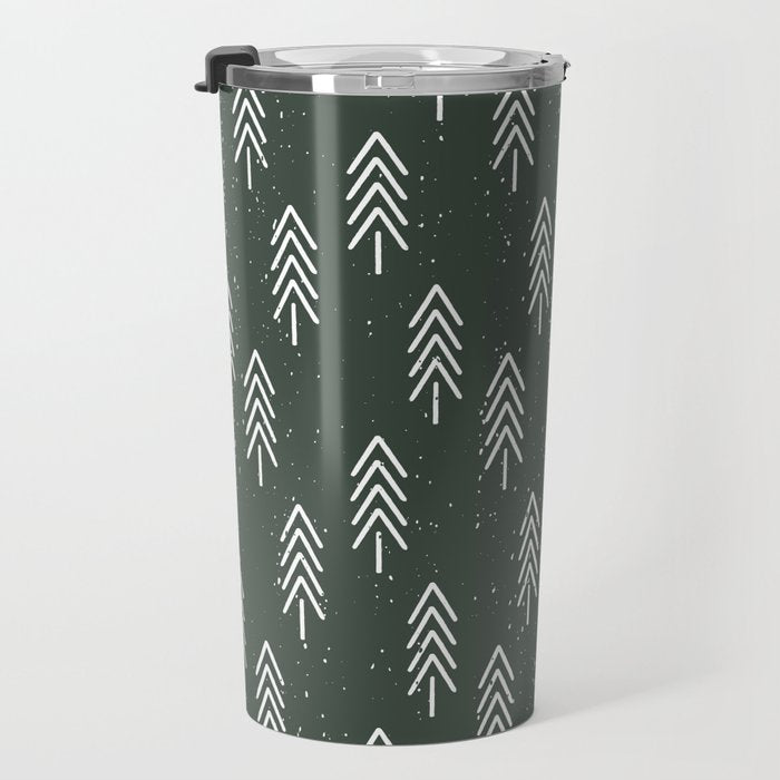 Pine Trees . Olive Travel Mug Gallery Image 3