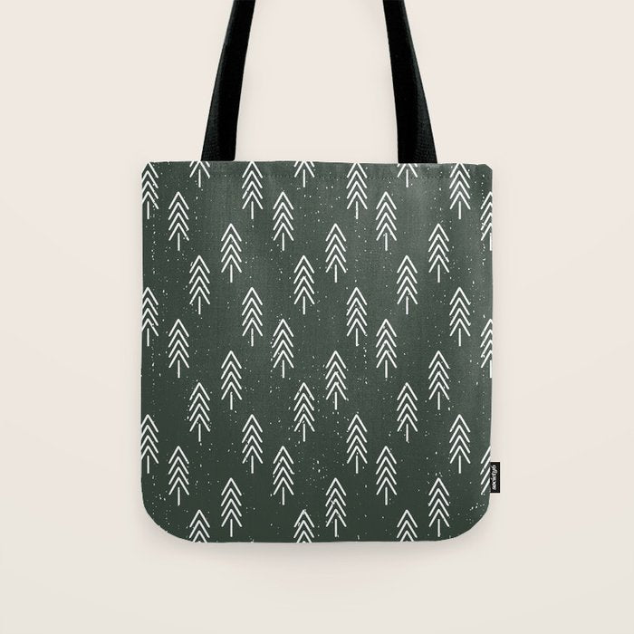 Pine Trees . Olive Tote Bag Gallery Image 1