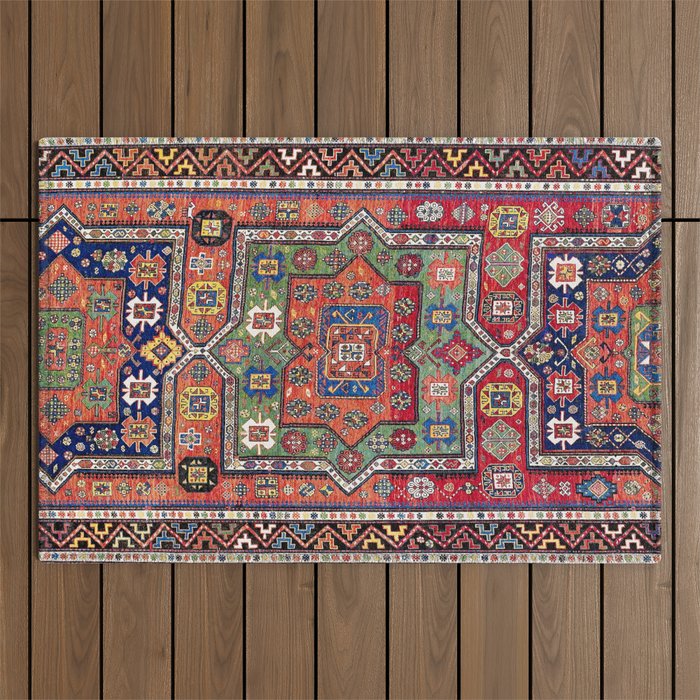 Kuba Sumakh East Caucasus Antique Rug Print Outdoor Rug Gallery Image 1