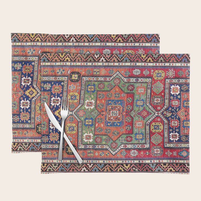 Kuba Sumakh East Caucasus Antique Rug Print Placemat Gallery Image 1
