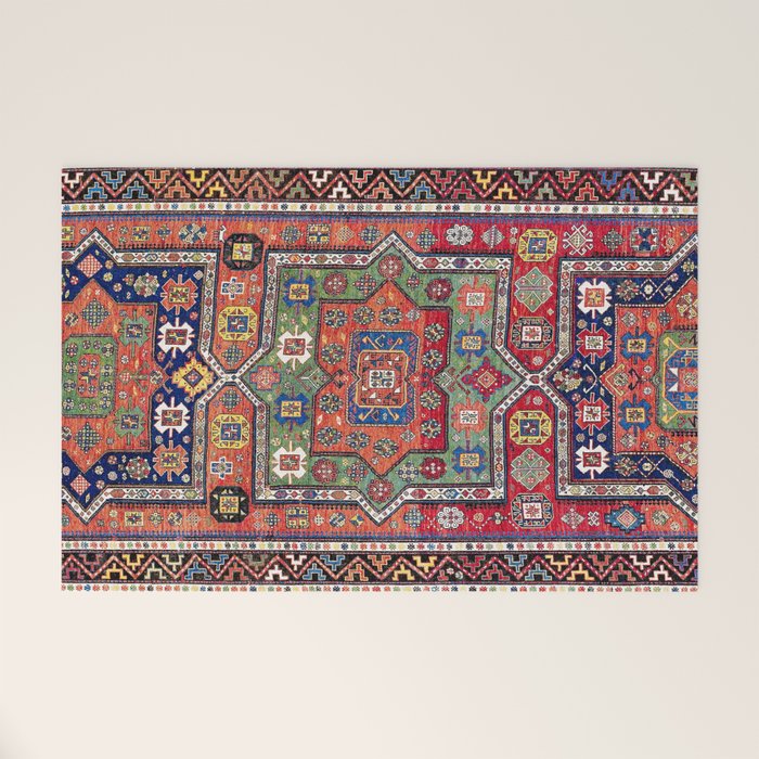 Kuba Sumakh East Caucasus Antique Rug Print Welcome Mat Gallery Image 1