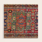 Kuba Sumakh East Caucasus Antique Rug Print Wood Wall Art Gallery Image 1