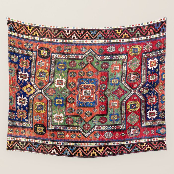 Kuba Sumakh East Caucasus Antique Rug Print Wall Tapestry Gallery Image 4