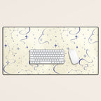 White and dark blue mystical starry night Desk Mat Gallery Image 1