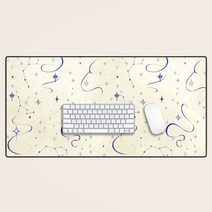 White and dark blue mystical starry night Desk Mat Gallery Image 1