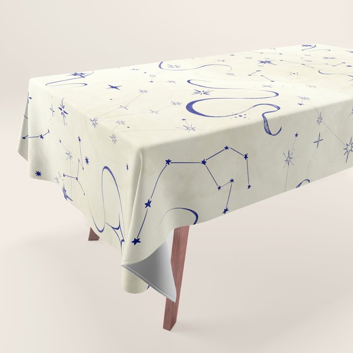 White and dark blue mystical starry night Tablecloth Gallery Image 1