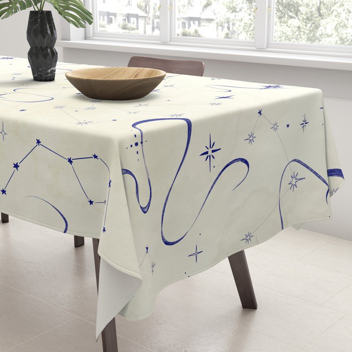 White and dark blue mystical starry night Tablecloth Gallery Image 3