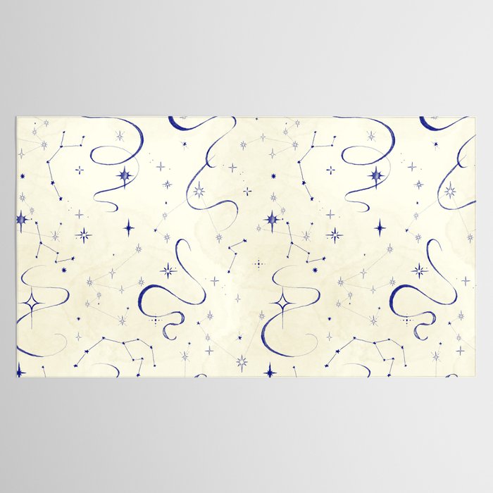 White and dark blue mystical starry night Tablecloth Gallery Image 2