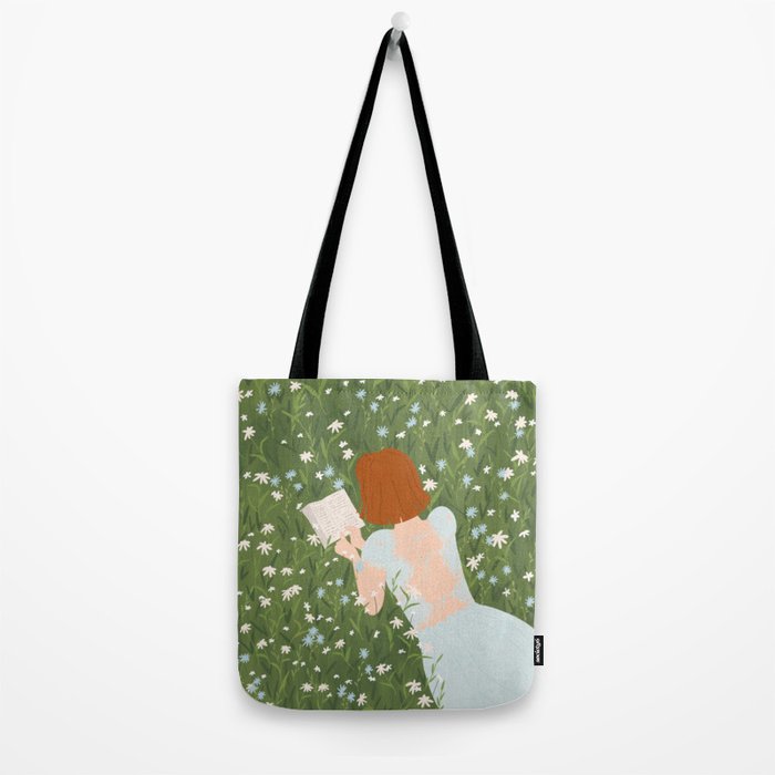 Reading in a Meadow  Tote Bag Gallery Image 2